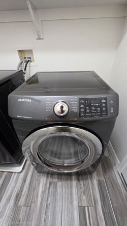 Samsung 7.5 cu. ft. Electric Dryer with Steam in Black Stainless Steel (model DVE45N5300V)