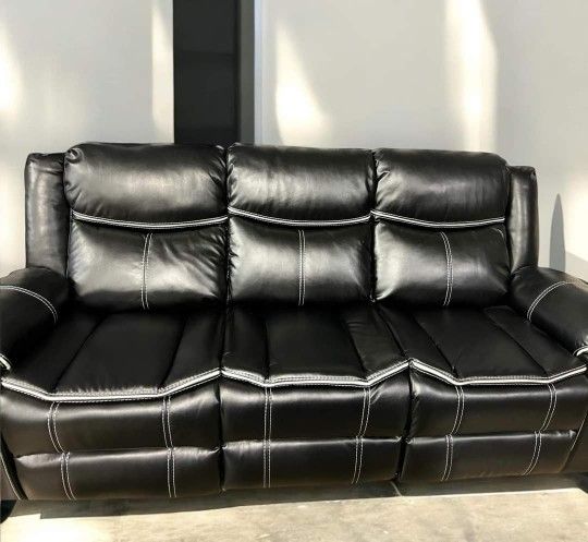 Manual 2 Pc Black Sofa And Loveseat Recliners