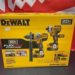 Dewalt New Kit Hammer Drill And Impact Flex Volt Advantage Batteries 5ah (2) And Rápid Charger 