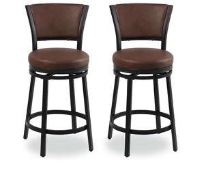 Set of 2 Brown Faux Leather Counter Stools