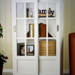 Bookcase With Sliding Doors White