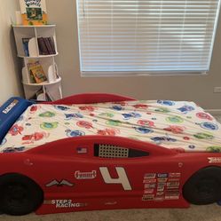 Twin Size car Bed with mattress and water resistant mattress covet