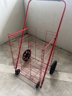 Red Folding Wire Shopping Cart