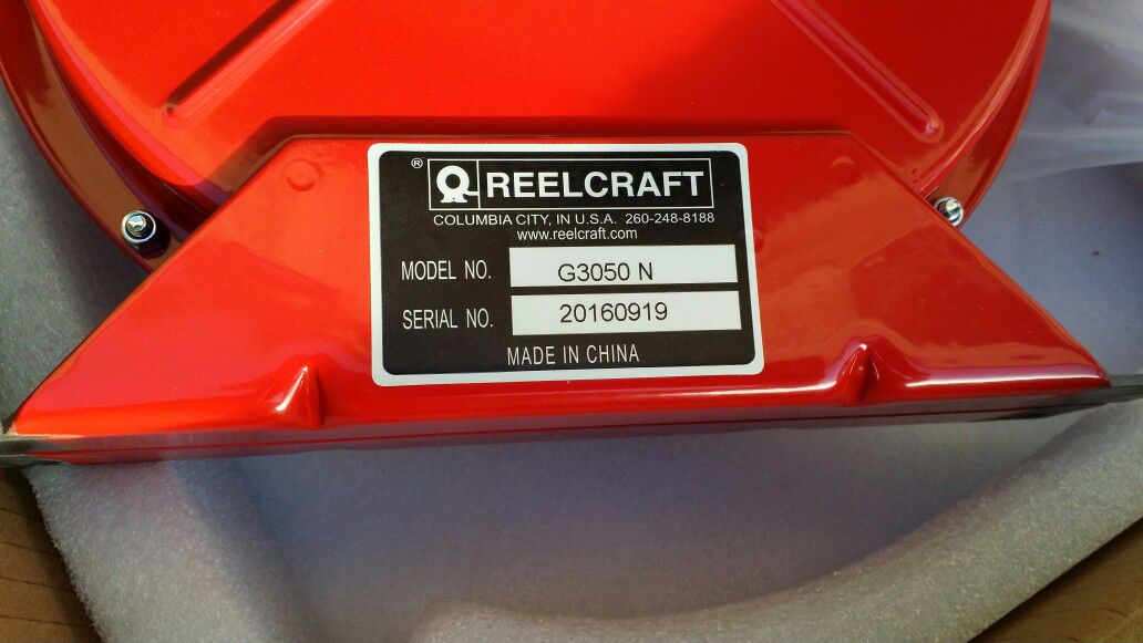 Reelcraft G 3050 N Spring Retractable Grounding Reel, 50', Nylon Coated Cable
