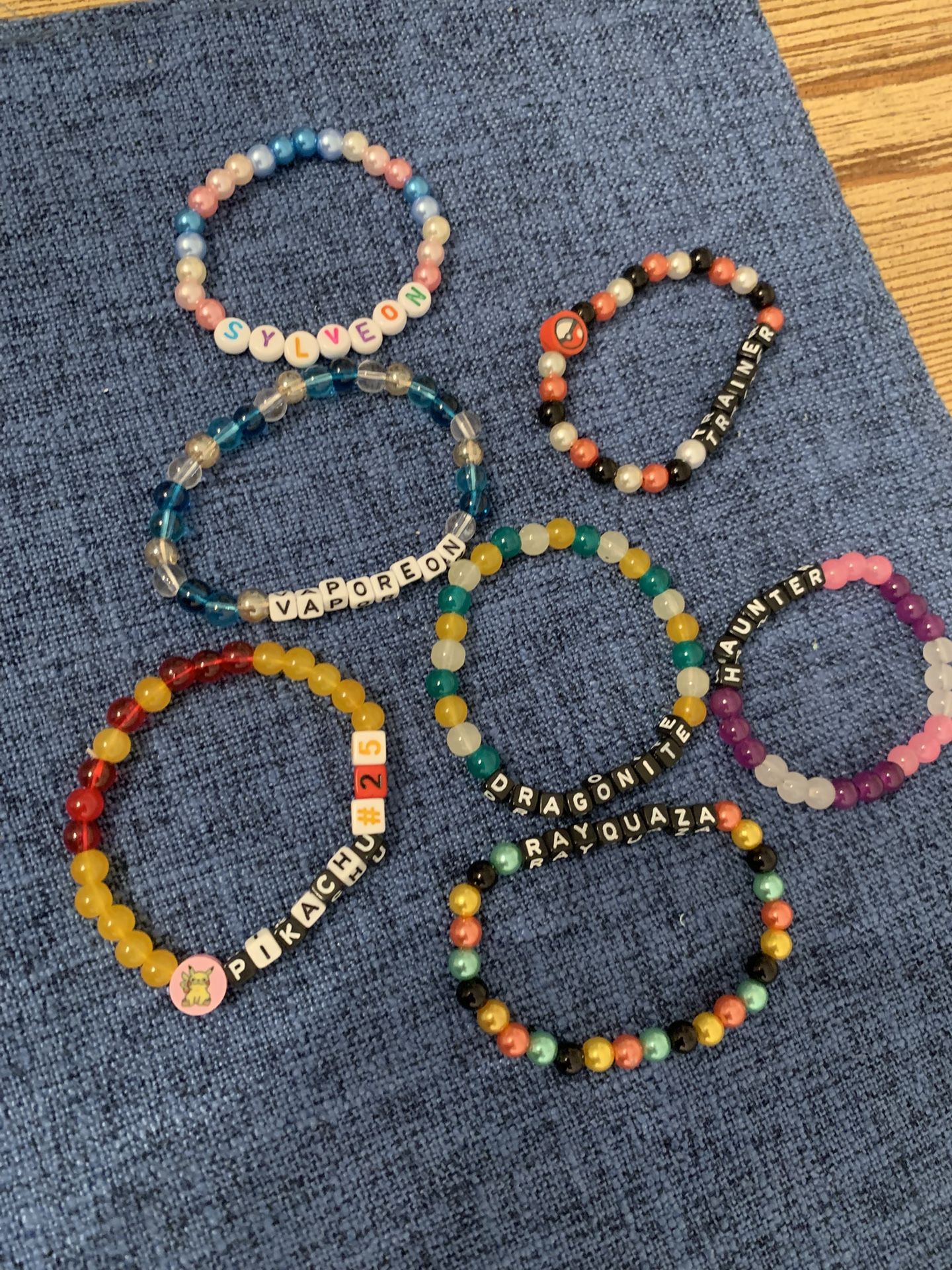 Pokémon Handmade Stretchy Beaded Name Bracelets