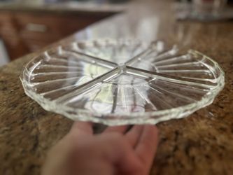 Vintage Clear Glass 4 Section Serving Tray