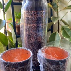 100% Pure Copper Water Bottle For Yoga Ayurveda Health Benefits 1000 ml