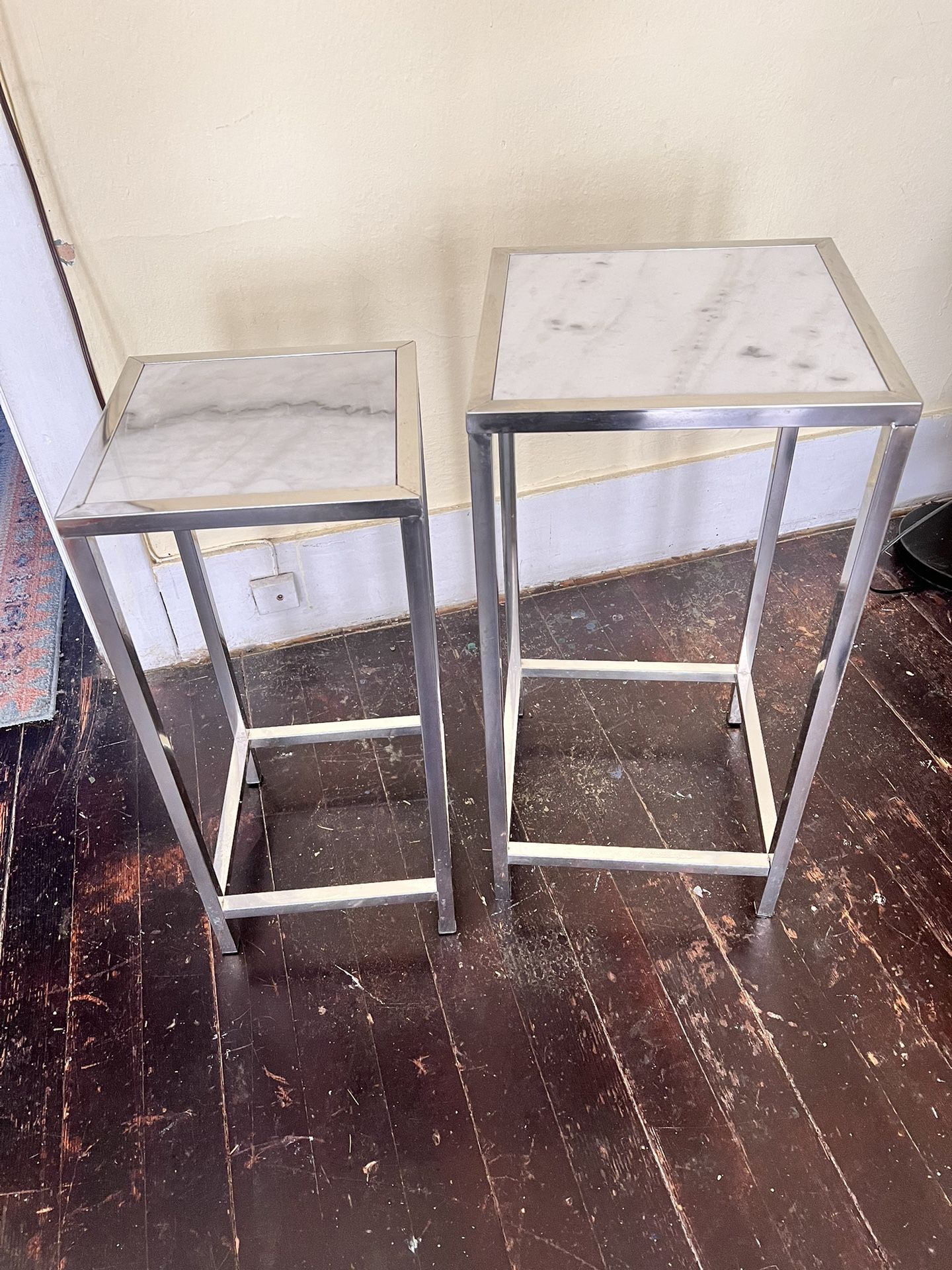 Side Tables / Plant Stands - White Marble