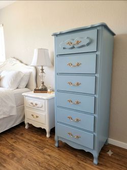 French Provincial Tall Dresser 6 Drawer