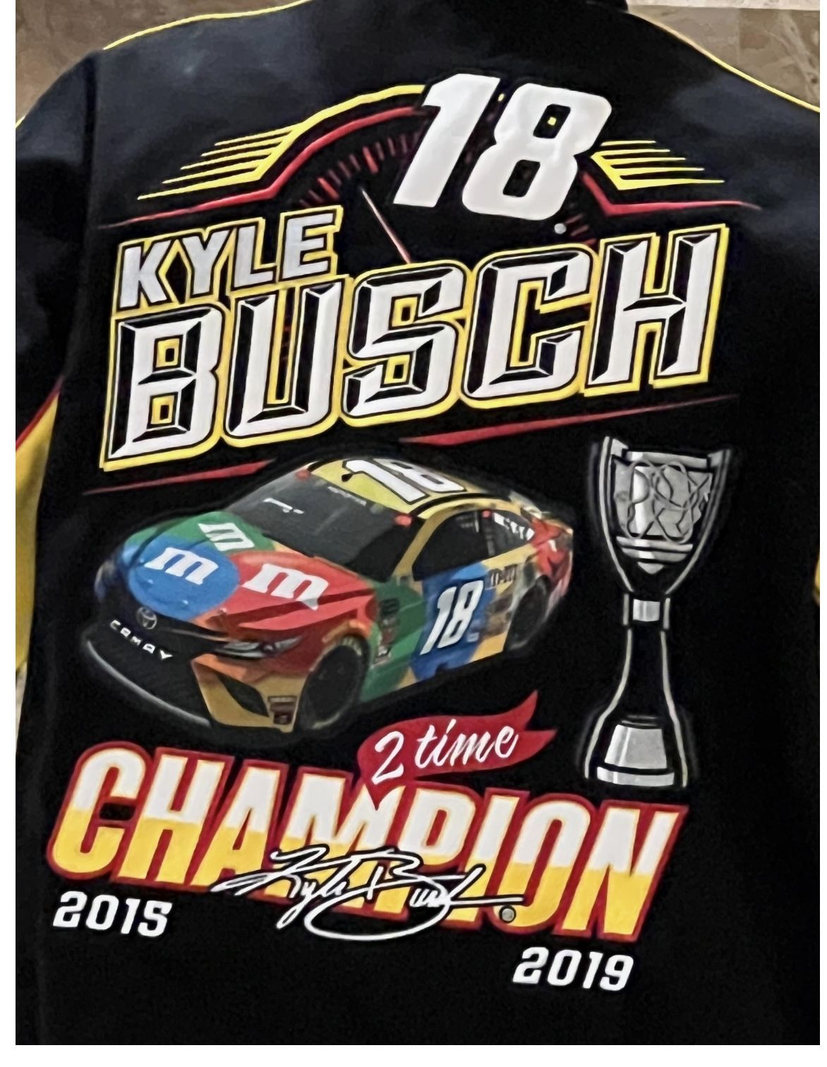 Kyle Busch M&M’s NASCAR 2015/2019 Championship Jacket by JH Design