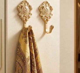 Decorative Gold Baroque Wall Hooks Set of 2