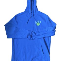 Gap Smiley Collaboration Rare SIZE  L  Blue Hoodie With Front Pouch Pocket & Yel