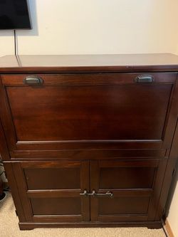 Dark Wood Secretary Desk Cabinet
