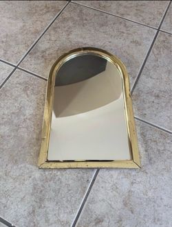 Vintage Brass finish Red Felt Arched Mirror