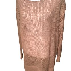 Title Free People oversized nude Pink Open-Knit Scoop Neck XS pullover