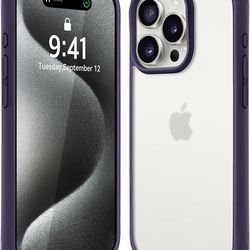 iPhone 15 Pro Max Case, [Dustproof Design] Full-Body Rugged Shockproof Hard Phone Case with  Camera Lens Protector, Purple