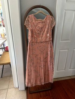 Blush Pink Sequin Floral Midi Dress