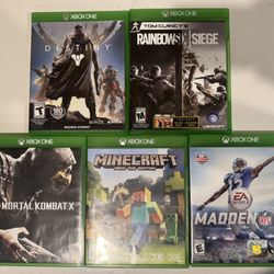 Xbox One Game Lot 5 Games Minecraft Destiny Rainbow Six Siege Mortal Kombat X Madden 16