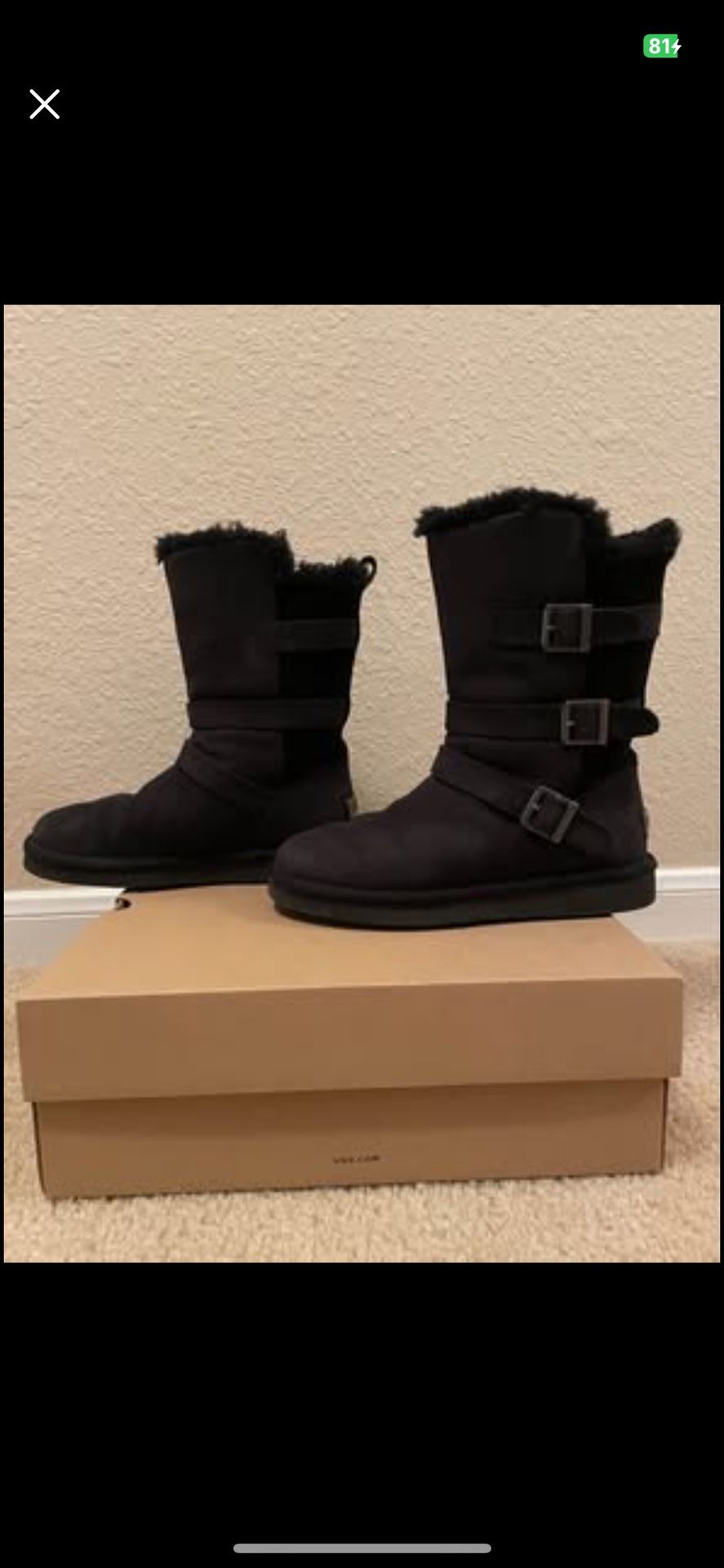 New Condition - Black Suede Leather UGG Boots women - Size 7