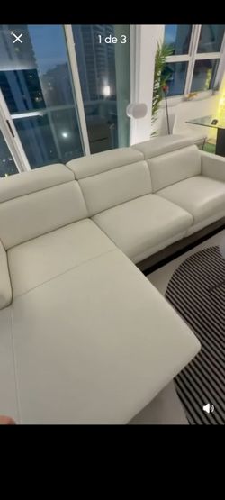 SECTIONAL GENUINE LEATHER RECLINER ELECTRIC ⚡ WHITE COLOR.. DELIVERY SERVICE AVAILABLE 💥🚚💥