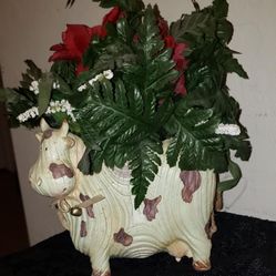 VINTAGE FARMHOUSE FARM BARN MILK COW PLANT FLOWER POT PLANTER