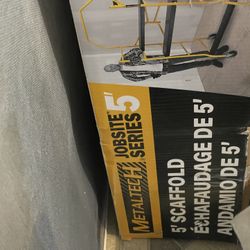 MetalTech Jobsite Series 3.3 ft. L x 6.3 ft. H x 2.6 ft. D Scaffold Work Platform with Safety Rail and Tool Tray, 900 lb. Capacity