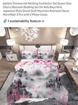 JEJELOIU new Chinese Inc. painting, comforter 3 pc queen