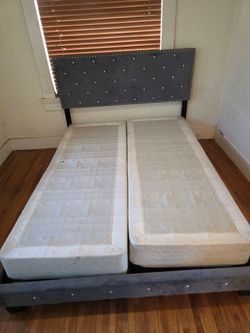 Queen Bed Frame with Upholstered Headboard