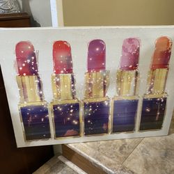 5 Shimmering lipsticks framed art by bebe. 