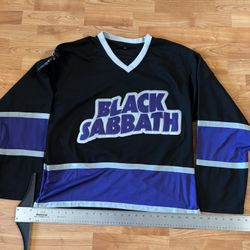 Rare Black Sabbath Sz l ozzy osbourne hockey jersey with 3/4 sleeves and number 666 hockey tour merch