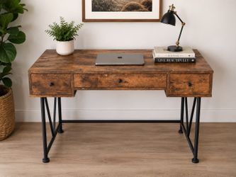 Modern Rustic Writing Desk Table Black Frame