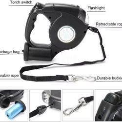 Brand New Retractable Dog Leash With Built In Bag Dispenser And Built In Led Light 