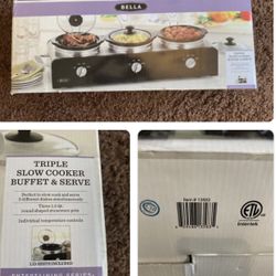 Bella  Triple Buffet Slow Cooker And Serving Station 