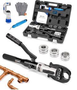 CHANHYD Hydraulic Copper Pipe Crimping Tool With 1/2 Inch,3/4 Inch And 1 Inch Jaw Copper Pipe Propress Crimpers Pressing Pliers,Copper Tube Fittings P