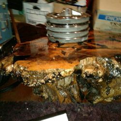 vintage antique burlwood coffee table petrified amber AMAZING