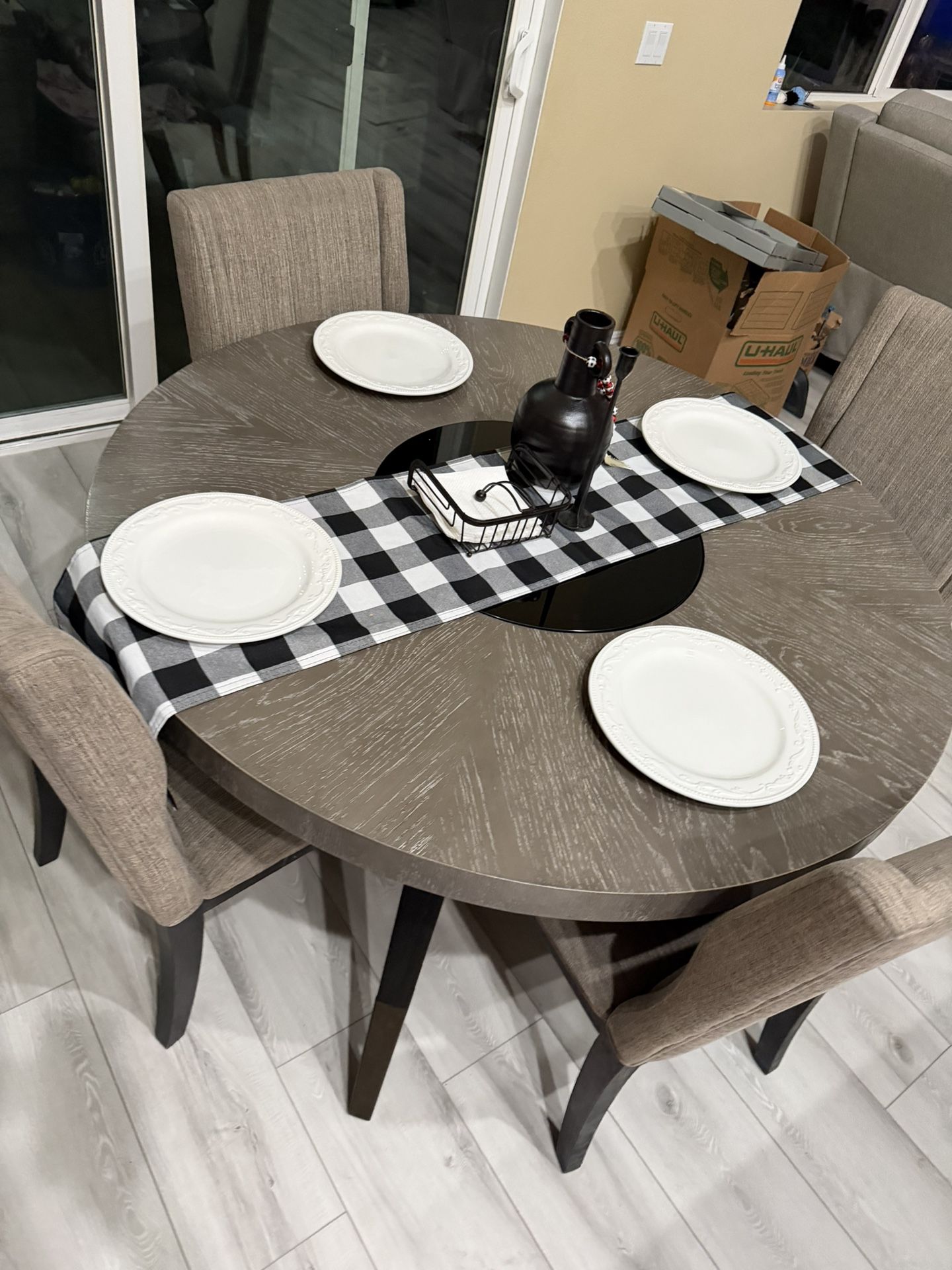 Five Pieces Round Dining  Table