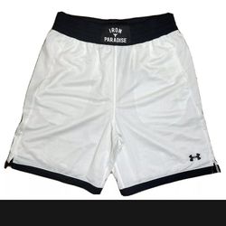 Under Armour Project Rock IRON PARADISE Mesh Shorts White 1361618-100 Men’s Sz L