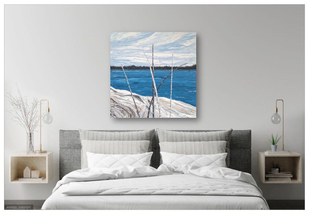 original seascape painting on canvas | abstract wall art | home & room decor | "stick"