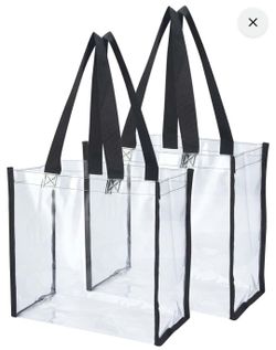 2-Pack Clear Tote Bag Stadium Approved 12x12x6, Transparent See Through Clear Tote Bag for Work, Concerts