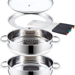 Nuwave Design-18/8 Stainless Steel Cookware,Free of PTFE PFOA PFOS,Fondue Pot Set #759