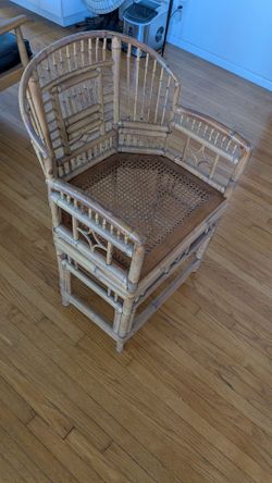 Mid-Century Brighton Pavilion Rattan Scorched Bamboo Cane Chairs