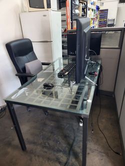 Glass Top metal frame desk