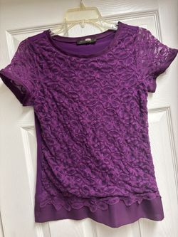 The Limited Purple Lace Short Sleeve Top size Medium 