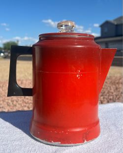 Vintage Comet Red Aluminum 7-Cup Stovetop Coffee Percolator - Complete & Fully Intact Farmhouse decor glamping