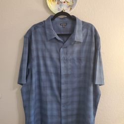 George brand men's short-sleeve button-up shirt featuring a blue plaid 3XL
