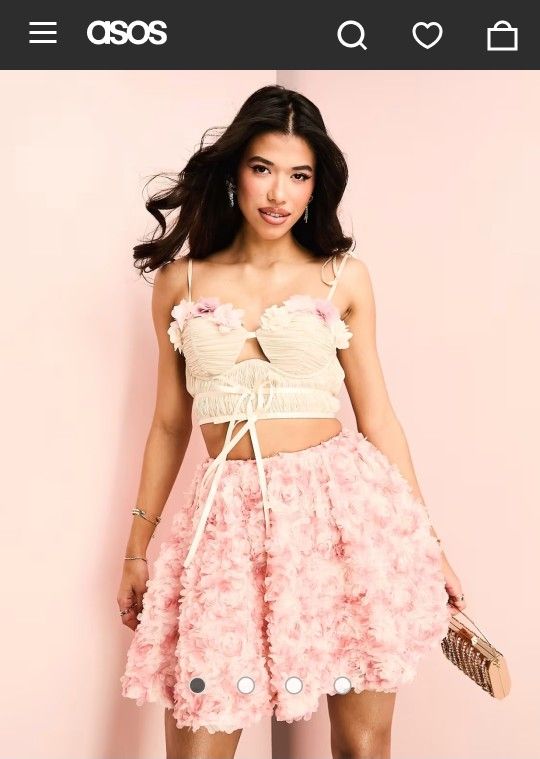 ASOS LUXE 3D floral skirt in pink Size 12