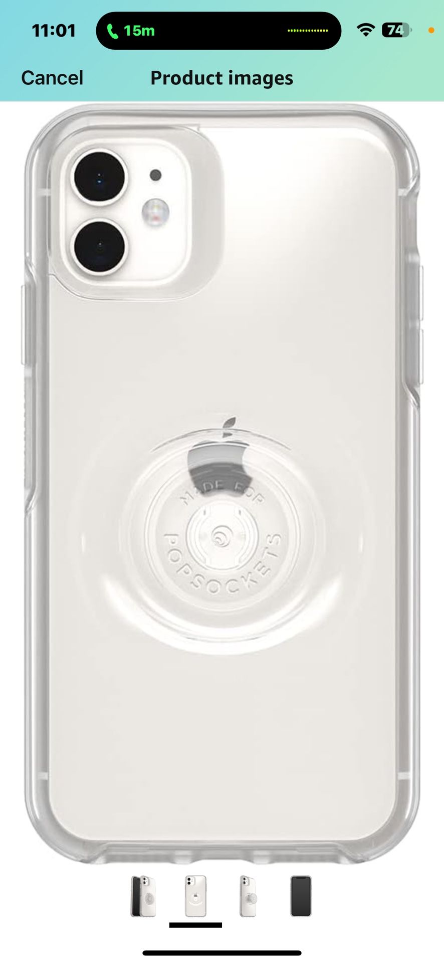 New OtterBox iPhone XR and iPhone 11 Otter + Pop Symmetry Series Clear Case - Clear, Integrated PopSockets PopGrip, Slim, Pocket-Friendly, Raised Edge