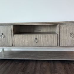 Greige TV Console / Media Stand - 67" Wide - Great Condition