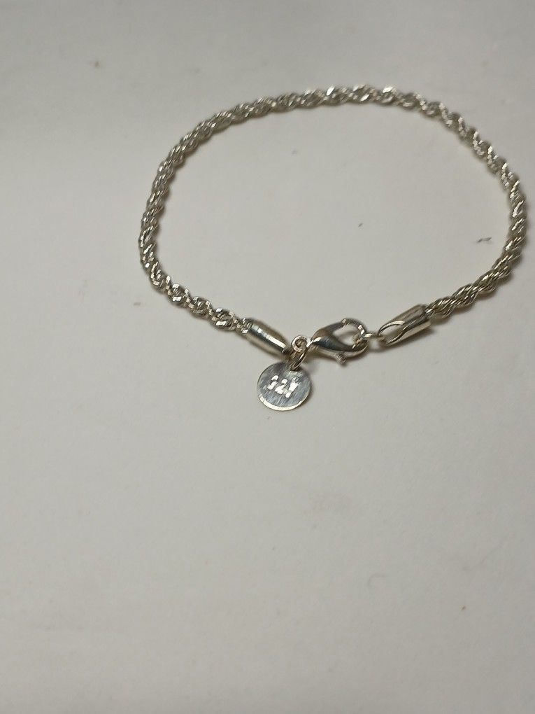 STERLING SILVER ROPE BRACELET SZ 9"