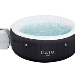 SaluSpa Miami EnergySense AirJet Inflatable Hot Tub Spa (71" x 26") | Portable Hot Tub with 1 Cover With Safety Clips, Fits Up to 2-4 Persons, Black